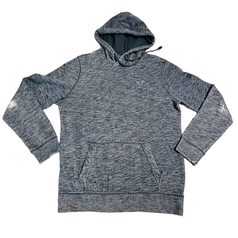 Hollister Distressed Blue Marl Hoodie